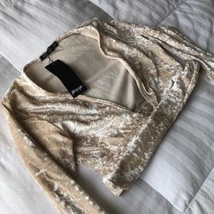 NWT Nasty Gal long sleeve suede ivory crop